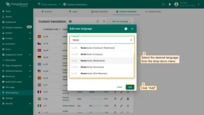 In the new window, click on the "Language" field and select the desired language from the drop-down menu. The list is sorted by localization code. Then, click "Add";