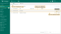 Navigate to the "Dashboards" page. You can either [create a new dashboard](/docs/pe/user-guide/dashboards/#create-new-dashboard){:target="_blank"} or select an existing one. Open the dashboard details;