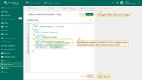 Specify [custom translation](#translation-editing-using-advanced-mode) for the widget's name, the temperature column title, and the entity label column title in the translation map;