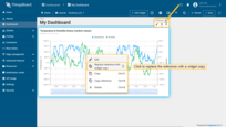To replace the reference with the widget copy, click the "Reference" button on the widget editing panel, or right-click on the widget and select "Replace reference with widget copy".