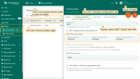 Specify custom <b>MQTT device topic filters</b> in the device profile.