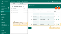 We added new column. Now select column type - "Timeseries", specify value - "temperature". Then click "pencil" icon located in the column's row to open edit column window;