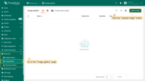 Go to the "Image gallery" page in the "Resources" section. Then, click the “Upload image” button in the top right corner of the screen;