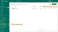 Go to the "Image gallery" page in the "Resources" section. Then, click the "Import image" icon in the top right corner of the screen;