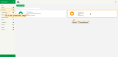 Go to the "<b>Instance</b>" tab in the side menu and select "<b>ThingsBoard</b>";