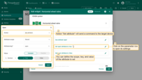"Set attribute" action will send a command to the target device. You can define the scope, key, and value of the attribute to set.