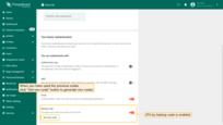 2FA by backup code is enabled;
