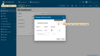 Click the layers icon in the top left corner of the dashboard to create a new state. In the opened dialog window, click a "+" icon to add a new state;