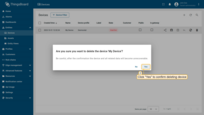 Confirm deleting the device in the dialog box.