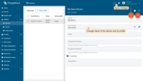 If necessary, change the device name and its profile. Also, you can input label and description, or check the "Is gateway" box. After editing, click the orange check mark to save all applied changes.