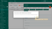 Confirm deleting the device in the dialog box.