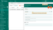 If necessary, change the device name and its profile. Also, you can input label and description, or check the "Is gateway" box. After editing, click the orange check mark to save all applied changes.