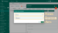 Specify the new device owner and the group you want to add the device to. Click "Update";