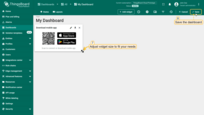 Adjust widget size to fit your needs. After you're done tweaking, click "Save" to save the dashboard;