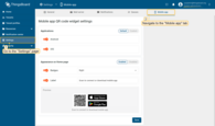Log in as the <b>system administrator</b> and navigate to the "Mobile app" tab on the "Settings" page. Here, you'll find two settings blocks: "Applications" and "Appearance on Home page";