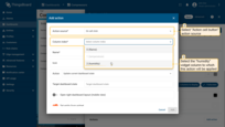Select the "On cell click" as the action source. From the "Column index" drop-down menu, select the "humidity" column to which this action will be applied;