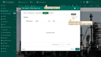 Specify the data source for the widget and navigate to the "Actions" tab. Click the "plus" icon in the top right corner of the screen to open a new "Add action" window;