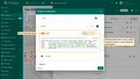 Configure the label displayed above the polygon. By default, the label shows the name of the entity linked to that polygon. You can manually edit the label text or use a label function to display dynamic information.