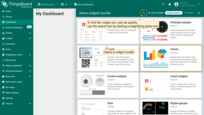 Select a widget bundle, such as "Charts". To quickly find your desired widget, use the search bar by clicking the magnifying glass icon and entering the widget's name;