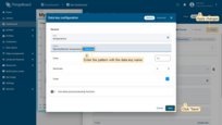 In the label line, input the pattern ${} and place the data key name within the brackets. Click "Save" to set the new label name and apply all changes;
